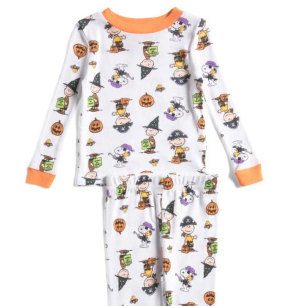 NWT PEANUTS Infant 2 Piece Peanuts Cotton Snoopy & Friends Halloween Sleep Set